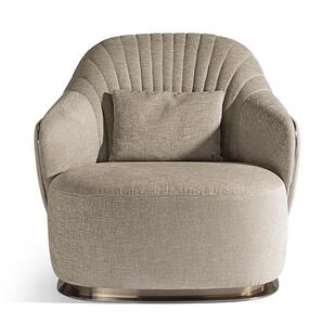 意式极简休闲别墅轻奢大厅沙发不锈钢单人沙发椅设计师高端接待椅