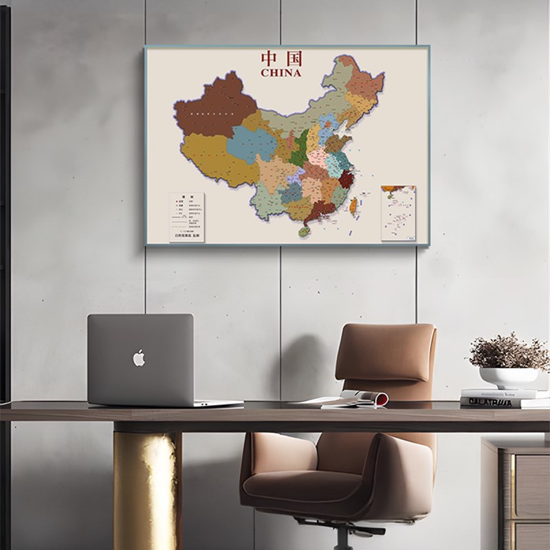 办公室地图中国挂画装饰画木雕背景客H厅钢化玻璃沙发立体076图片