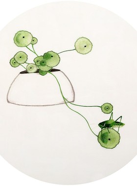 苏绣初学diy材料包 o带针迹 金钱草 叶子 手工入门T刺绣套件 零基