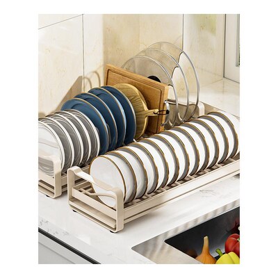 不锈钢碗碟收纳架厨房置物架抽屉内D置放盘子沥水碗架柜内分隔拉