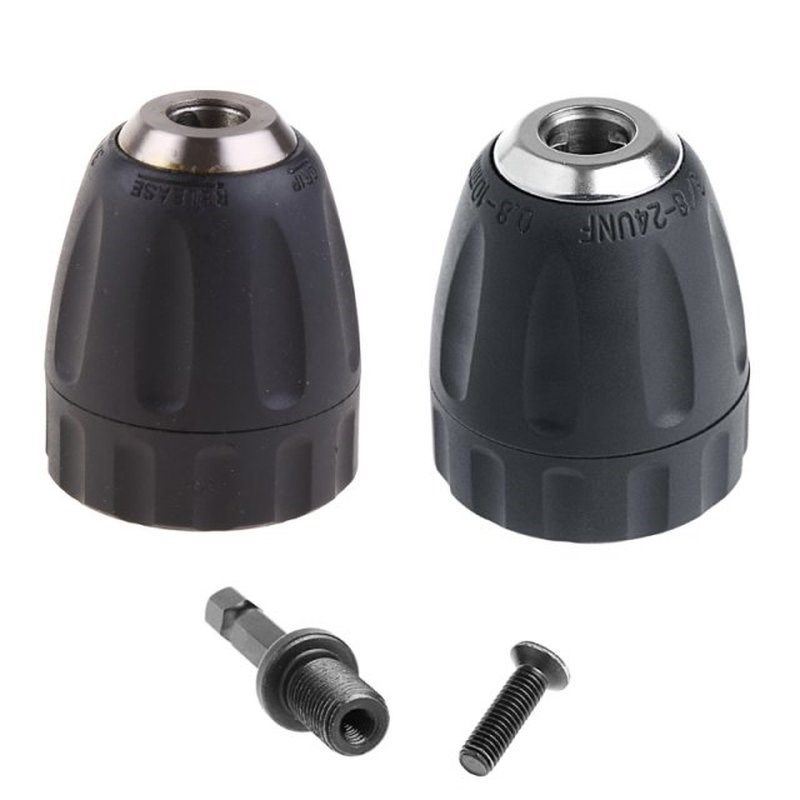 0.8-10mm Keyless Drill Chuck Converter 3/8 24UNFV   1/4 Hex