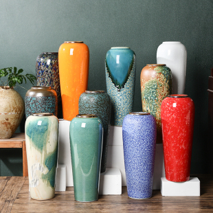 35CM高颜值花器景德镇陶瓷花瓶高端家居摆件清仓金边花器手工花瓶