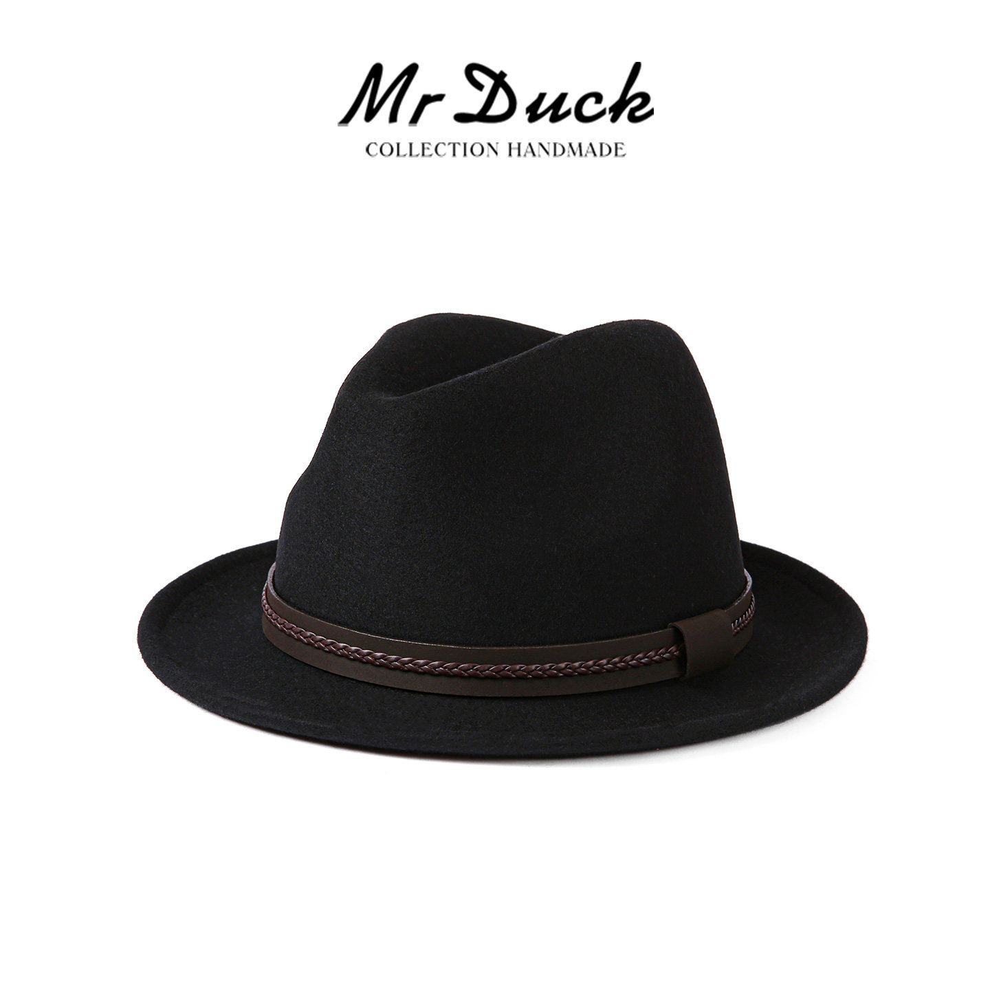 mrduck经典黑色款卷边小礼帽男