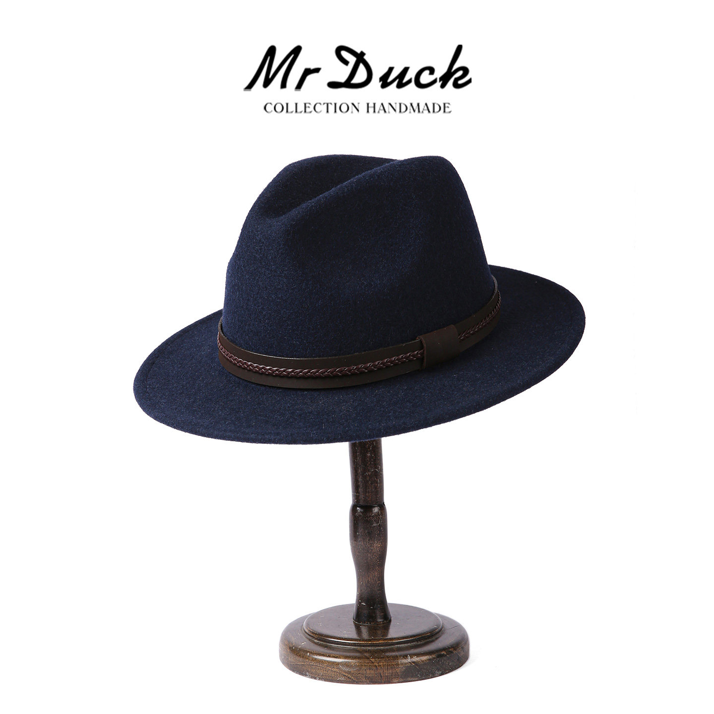 mrduck真皮织带款秋冬季羊毛毡帽