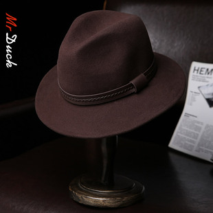 mrduck 进口澳洲100%羊毛高级礼帽男 春秋藏式大毡帽奥本海默帽子
