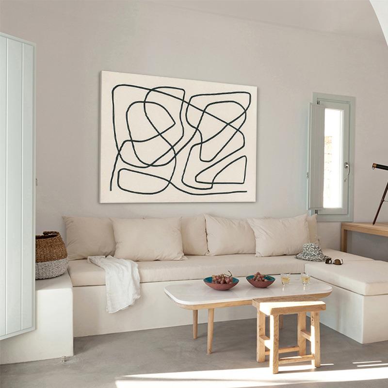 丝线赤贫风抽象民宿装饰画简约线条挂画客栈摆画小众艺术无框画