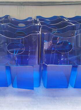 亚克力展台蓝色打孔有机玻璃展示台热弯展览架u型展架立式展览台