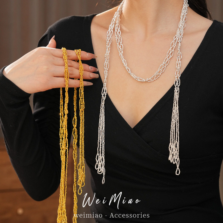 玻璃镂空串珠长款项链气质小众时尚百搭毛衣链轻奢高级感个性项饰