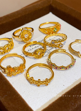 韩版铜钱开口戒指轻奢高级感