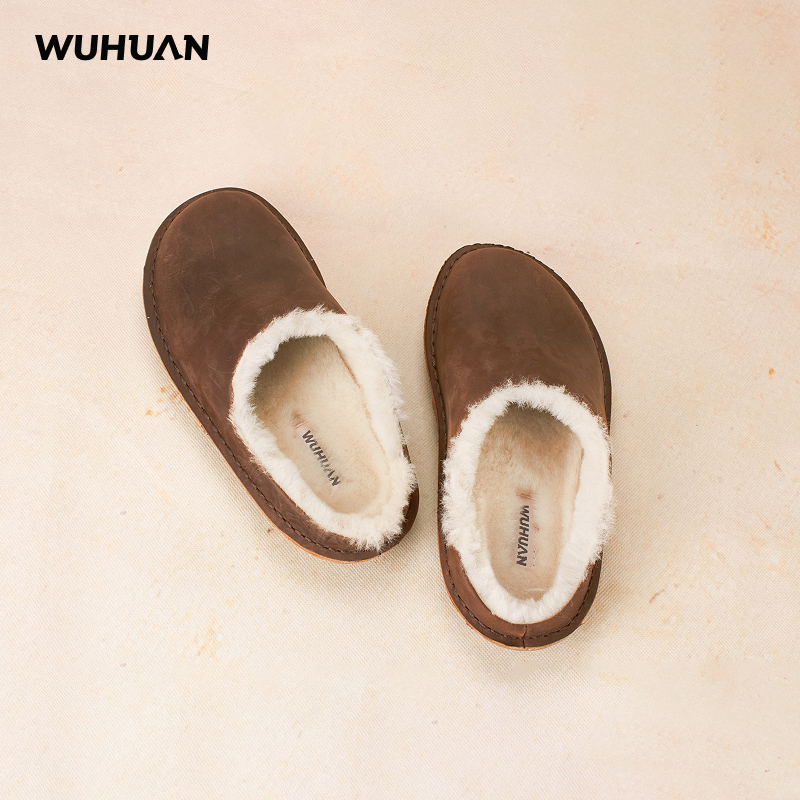 五环周末托秋冬新品羊毛款包头拖