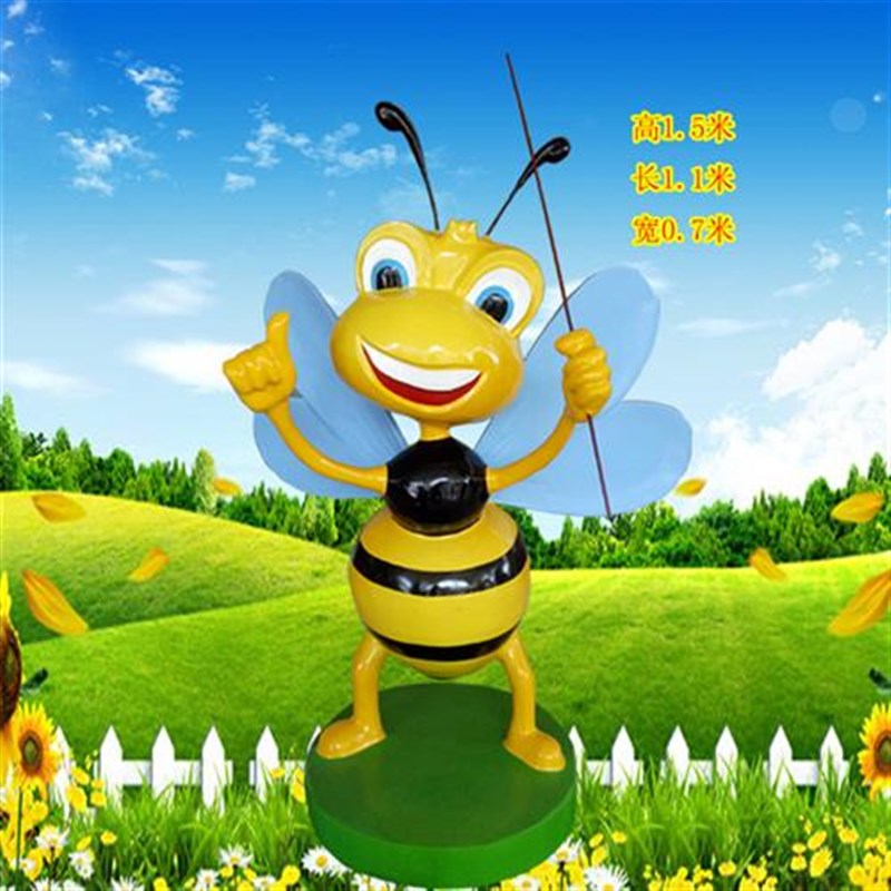 玻璃钢小c蜜蜂雕塑卡通树脂彩绘动物模型园林景观商场装饰摆件
