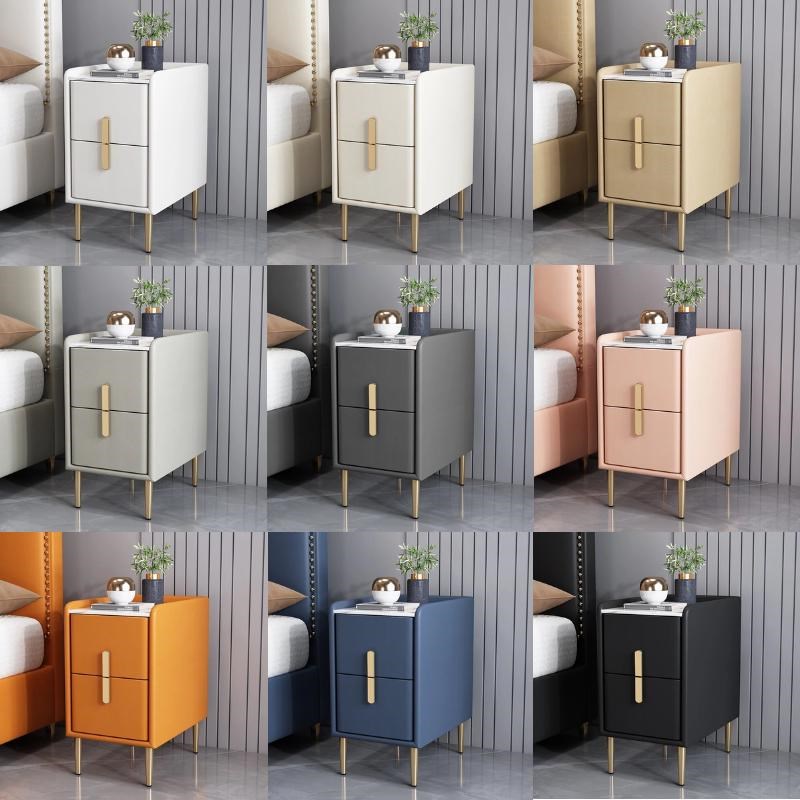 全实木岩板床头柜窄现代简约轻奢皮质小F型卧室迷你30cm床边收纳