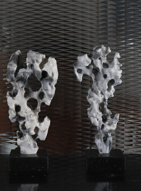 极速现代新中式创意砂岩太湖石工艺品摆件样板间酒柜W电视柜玄关