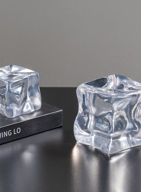 Rzone 现代创l意银色透明几何正方形魔方摆件客厅桌面茶几软装饰