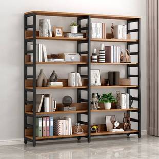 书架置物架落地多层收纳架客厅书房储物架铁艺置物柜家用简易书柜