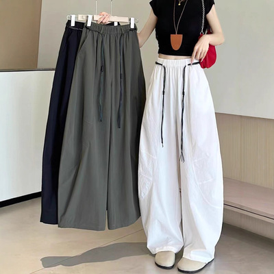 美式速干弯刀裤女2026春季新款高腰宽松显瘦运动休闲镰刀裤