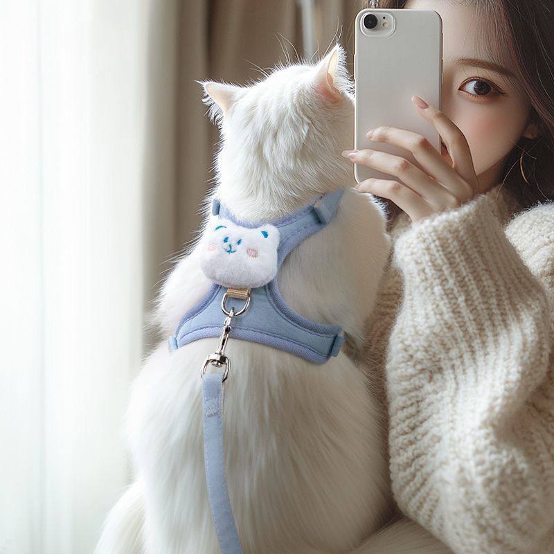 猫咪牵引绳胸背防挣脱遛猫链小狗狗牵引绳小型犬泰迪比熊宠物用品