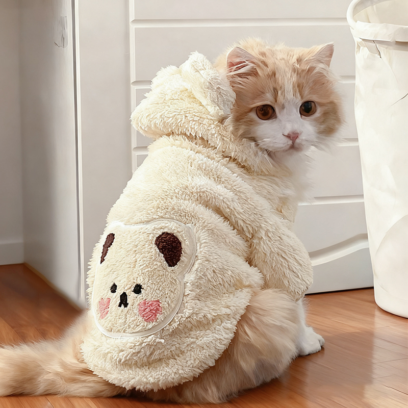 猫咪衣服秋冬款保暖加绒连帽卫衣