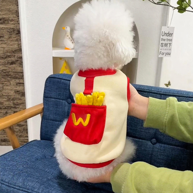 狗狗衣服秋冬款保暖薯条牵引绒衣
