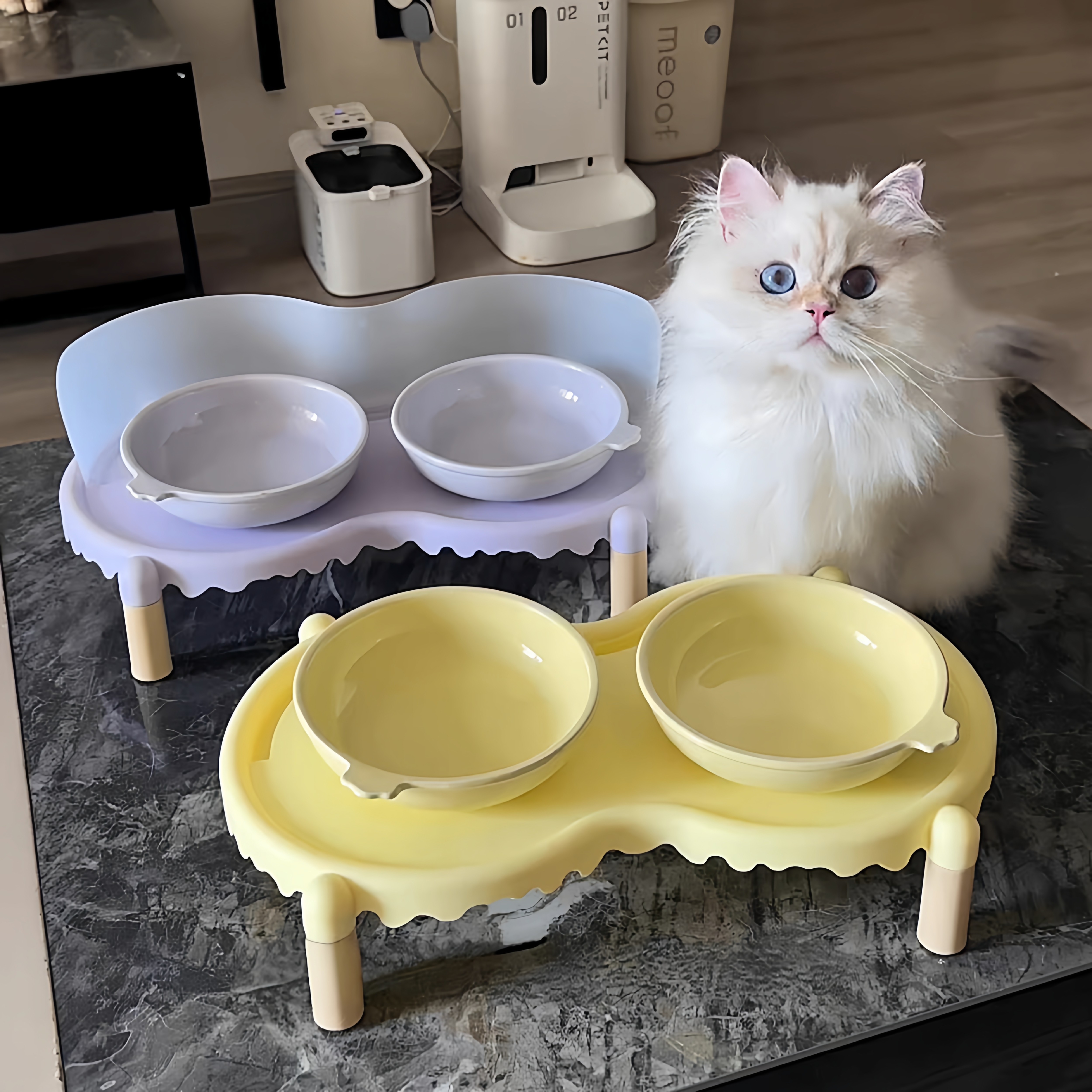 猫碗陶瓷食盆保护颈椎防打翻狗碗