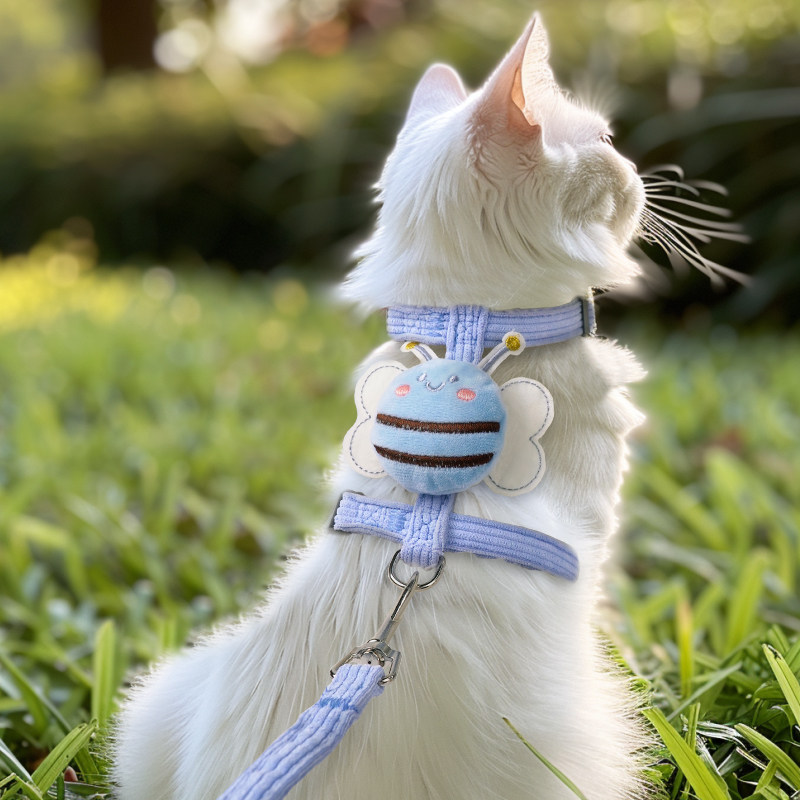 小猫牵引绳放挣脱外出专用工字遛猫绳猫链幼猫蓝猫可调节宠物用品