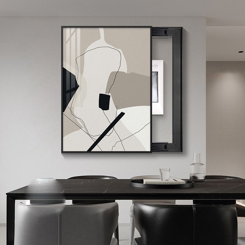 极速电表箱装饰画抽象极简黑白竖款免打孔遮挡配电箱电Y闸电源艺