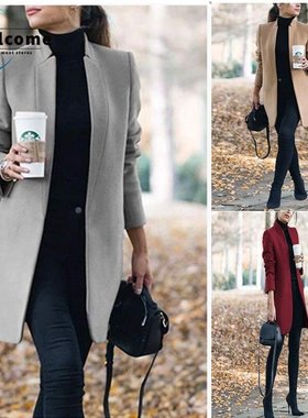 极速Autumnwinter fashion solid color staKndup collar woolen