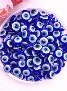 极速NEW 50PCS 8/10mm Oval Beyadsy Evil Eye Resin Spacer Bead