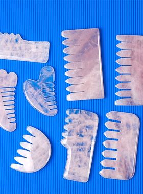 极速Rose Quartz Jade Massage Comb HFead Scalp Care Combs Gua