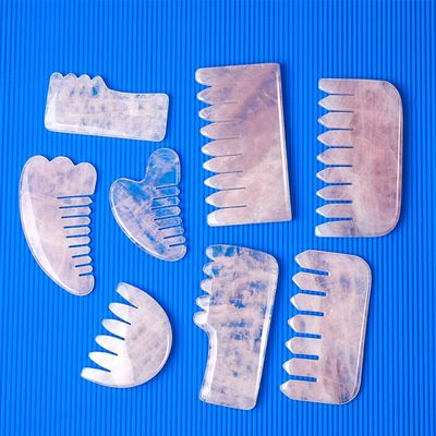 极速Rose Quartz Jade Massage Comb HFead Scalp Care Combs Gua