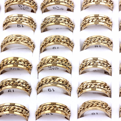 极速QianBei Punk Gold Color 8mm FinFger Ring Women Fashion S