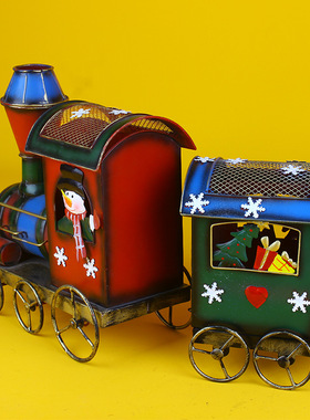 极速复古铁皮铁艺蒸汽火s车头模型摆件铁制工艺礼品摆饰道具家居