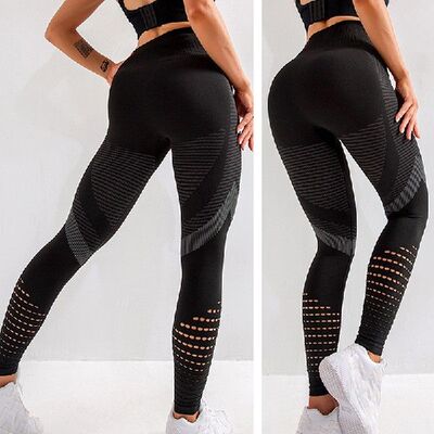 极速High Waist Leggings For Women HollowK Out Gym Legging Su