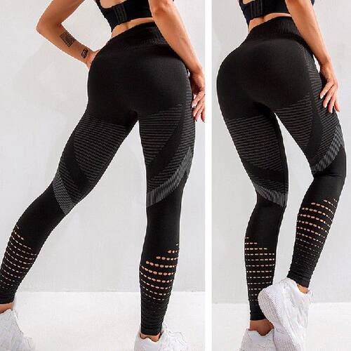 极速High Waist Leggings For Women HollowK Out Gym Legging Su