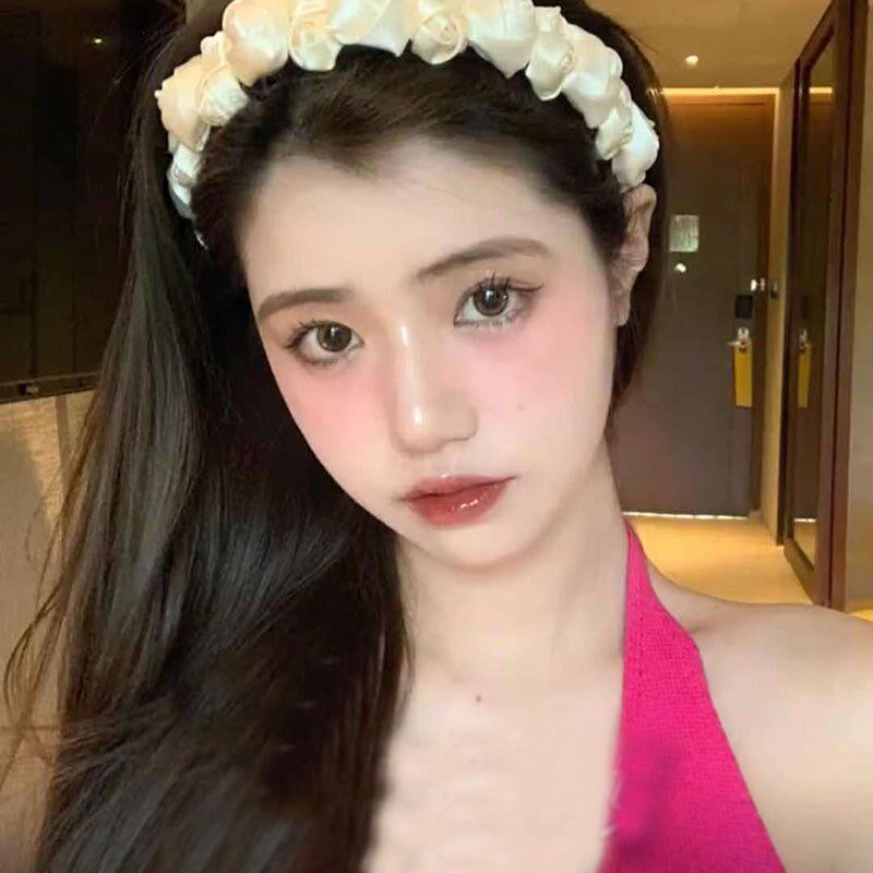 新品法式温柔陈j小纭同款白色玫瑰花发箍甜美仙女森系超仙发卡头