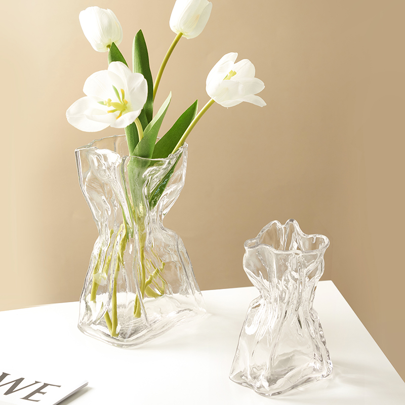 极速餐桌摆放花瓶高端网红摆件客厅Cins风玻璃插花水养水培鲜花高