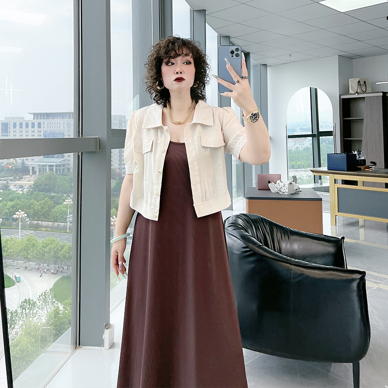 极速港风衬衫外套内搭裙q套装大码女装200斤胖MM开衫背心连衣裙两