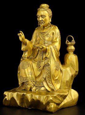 新品铜药王像g孙思邈摆件医圣孙思邈神像孙真人药王爷黄铜华佗中