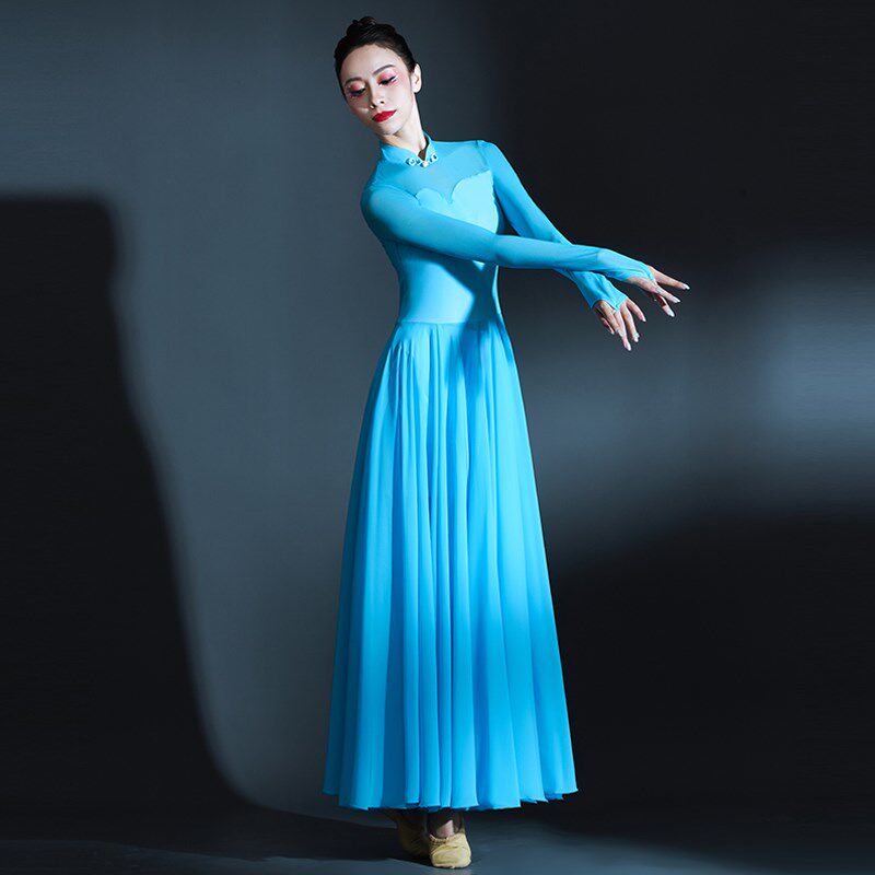 新品开场舞大摆裙大气现代舞连衣裙古典舞蹈演出服U装女飘逸歌伴