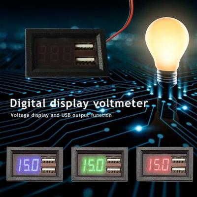 极速Car Digital DC 8-40tV Voltmeter+Dual USB Phone Charger