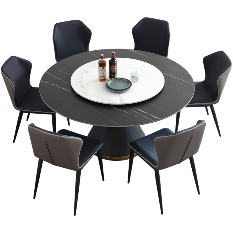 极速轻奢b岩板餐桌耐磨耐刮家用圆形客餐厅饭桌中小户型岩板餐桌