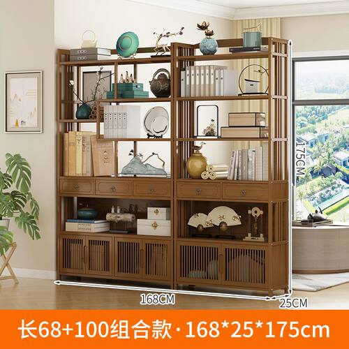 新品爆品门厅玄关柜书架博古架展示柜实木L现代简约新中式茶叶架