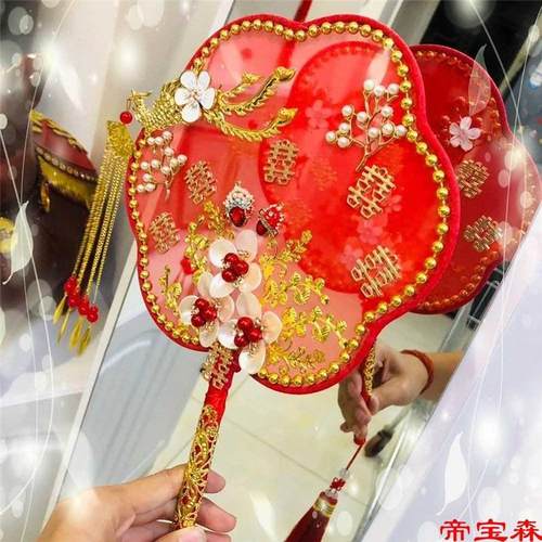 极速中式新娘手捧花团扇结扇婚礼物秀禾服子庆用RXIM婚古喜扇风材
