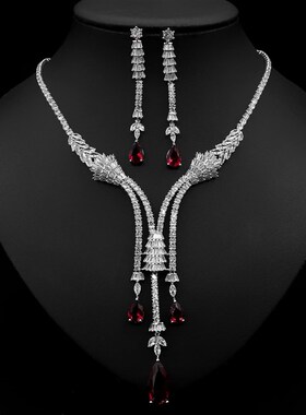 极速项链耳环锆j石套装新娘礼服婚纱配饰件晚宴奢华轻奢首饰套珠
