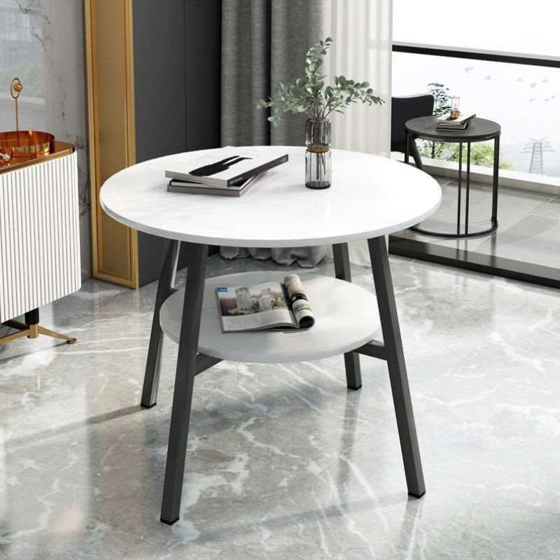 极速洽谈桌双层接待桌p椅组合网红轻奢商务谈判圆桌80阳台茶桌前