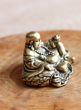 极速创意纯黄铜弥勒佛p大肚笑佛摆件办公室客厅汽车家居装饰品礼