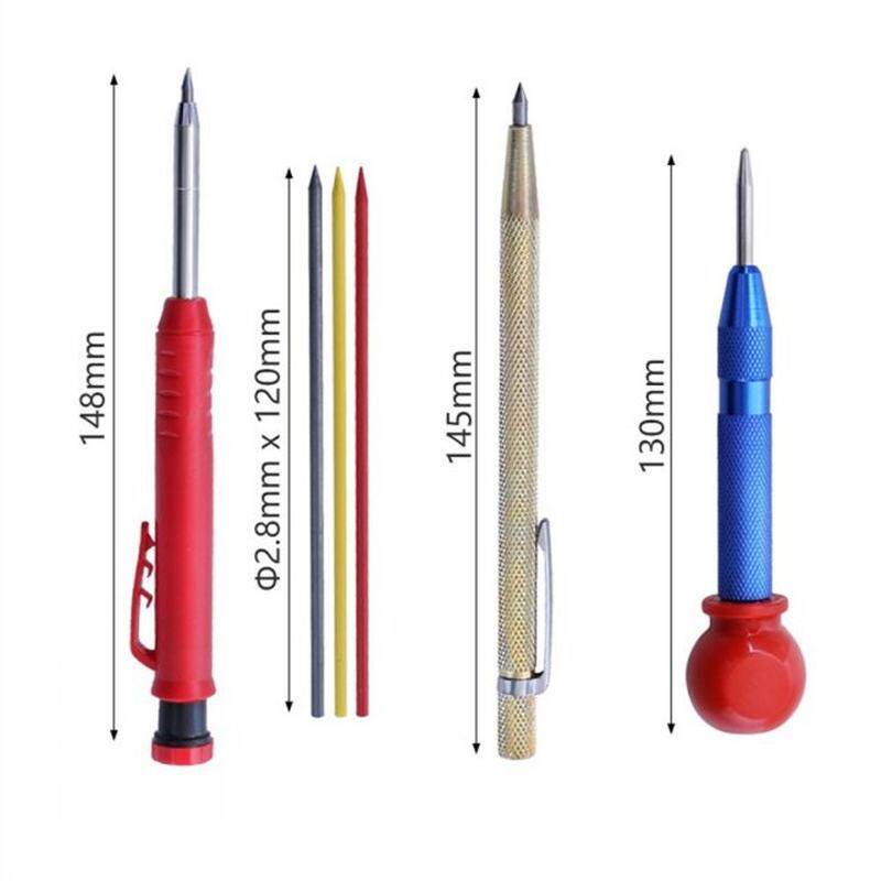 极速6Pcs/set Solid Carpenter PencilF With 18PCS Refills Wood