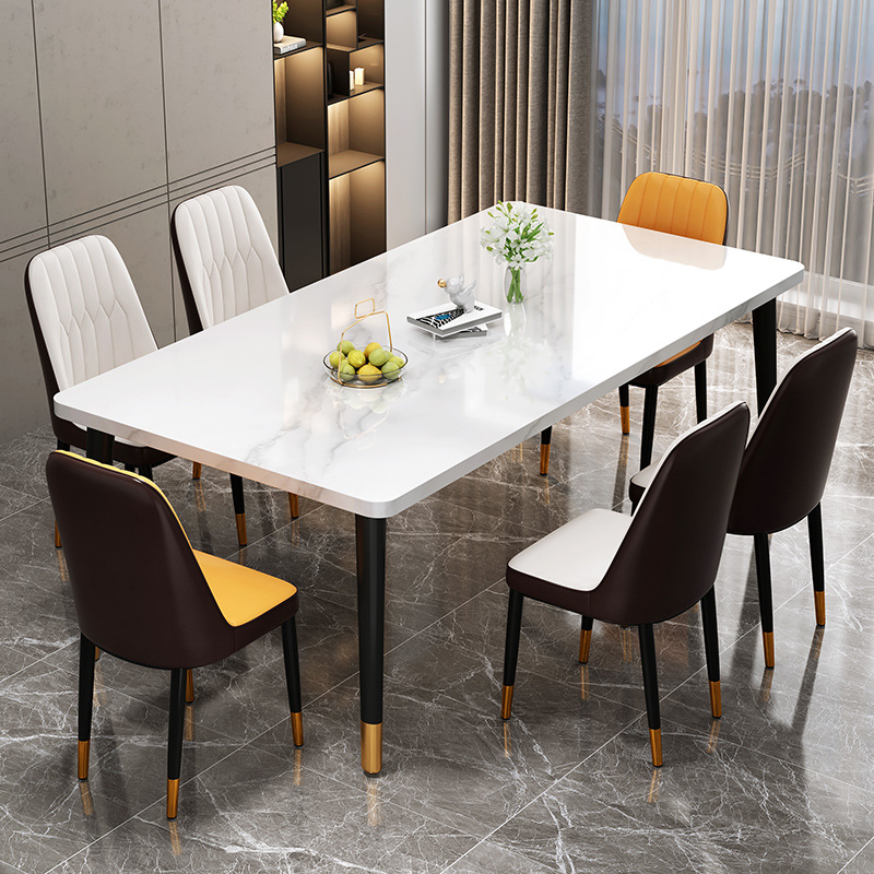 极速北欧岩板餐桌椅组合现代简约家用G小户型意式轻奢加长方形西