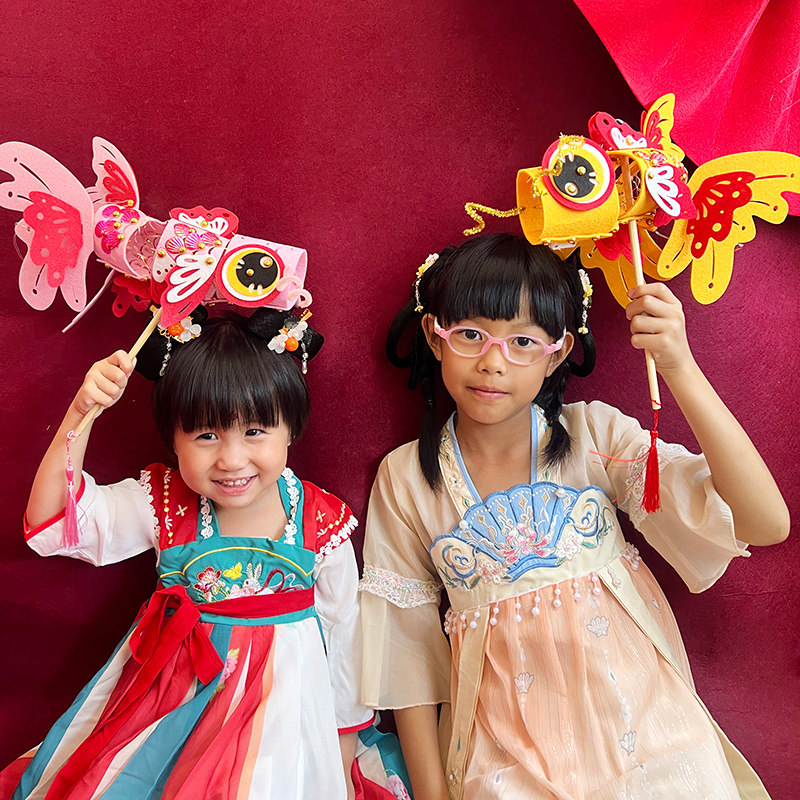 新品新年非d遗创意锦鲤金鱼儿灯笼DIY手工制作儿童幼儿园材料包花