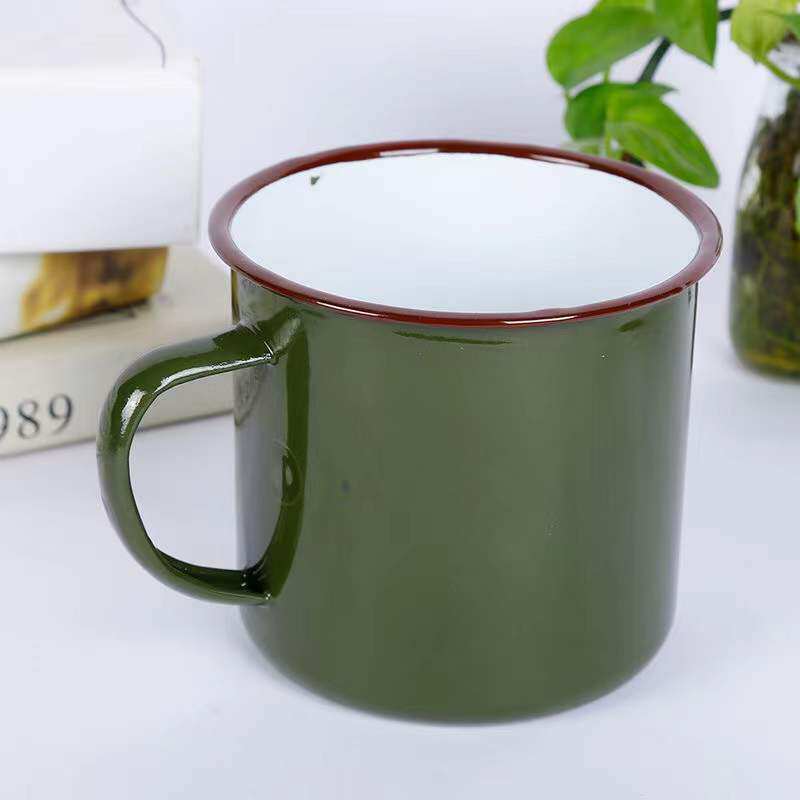 极速塘瓷l杯6厘米12厘米军绿色怀旧复古部队搪瓷水杯W老式搪瓷茶